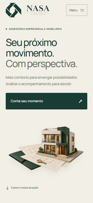 Composição mobile do site de Assessoria NASA