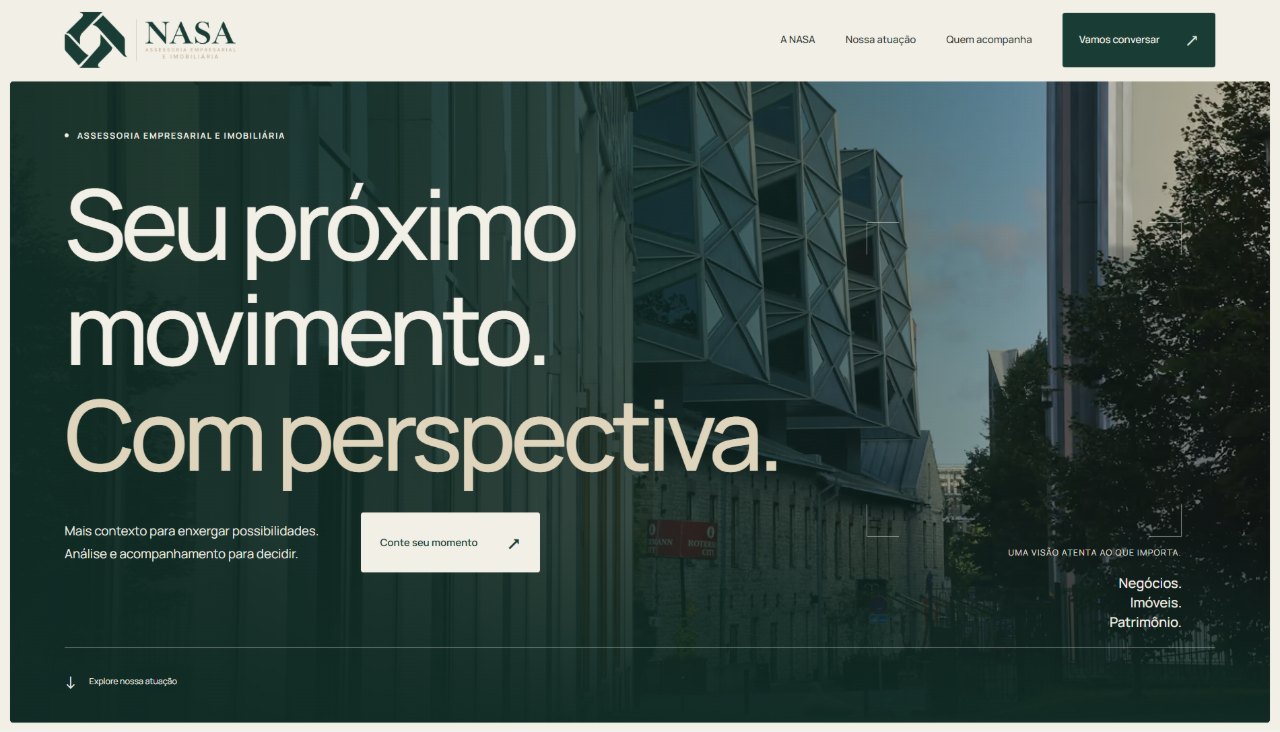 Site da Assessoria NASA, projeto do portfólio